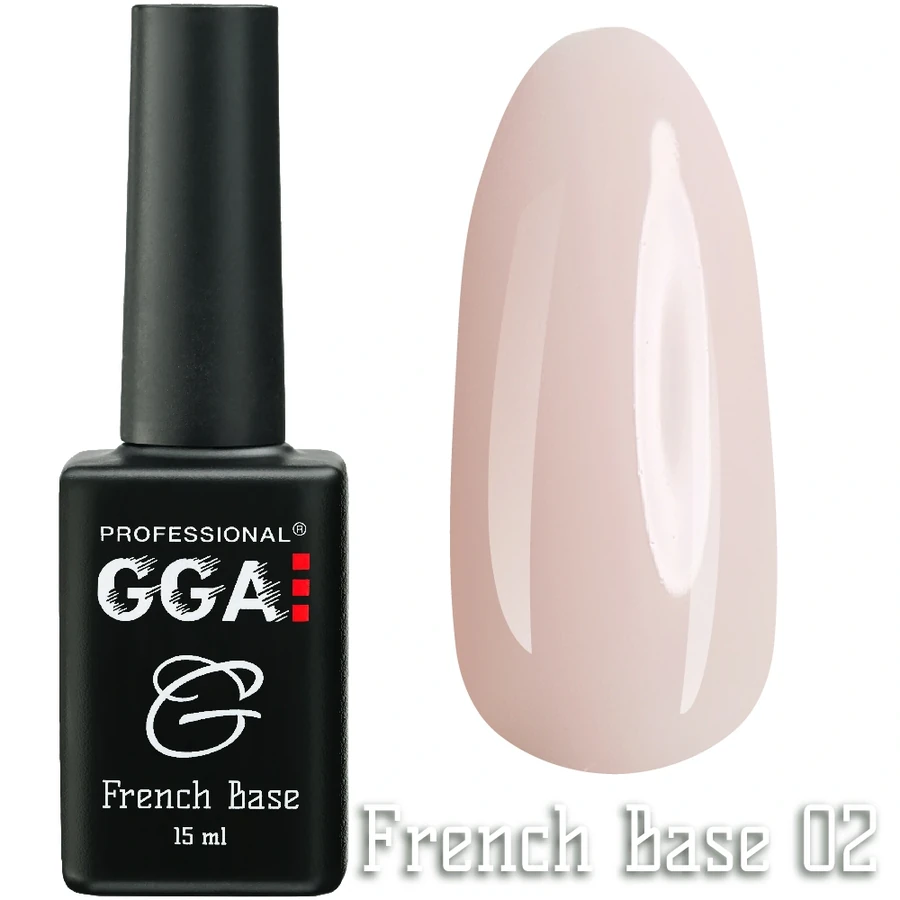 Френч каучукова база GGA Professional French Base 002 блідо-рожевий, емаль 15 мл
