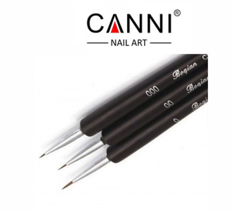 Набір пензлів для тонких ліній Canni Brush for Thin Lines Set 3 шт