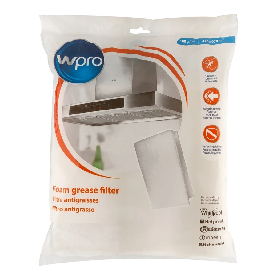 Універсальний жировий фільтр WPRO Foam Grease Filter 470X970 мм (C00382649)