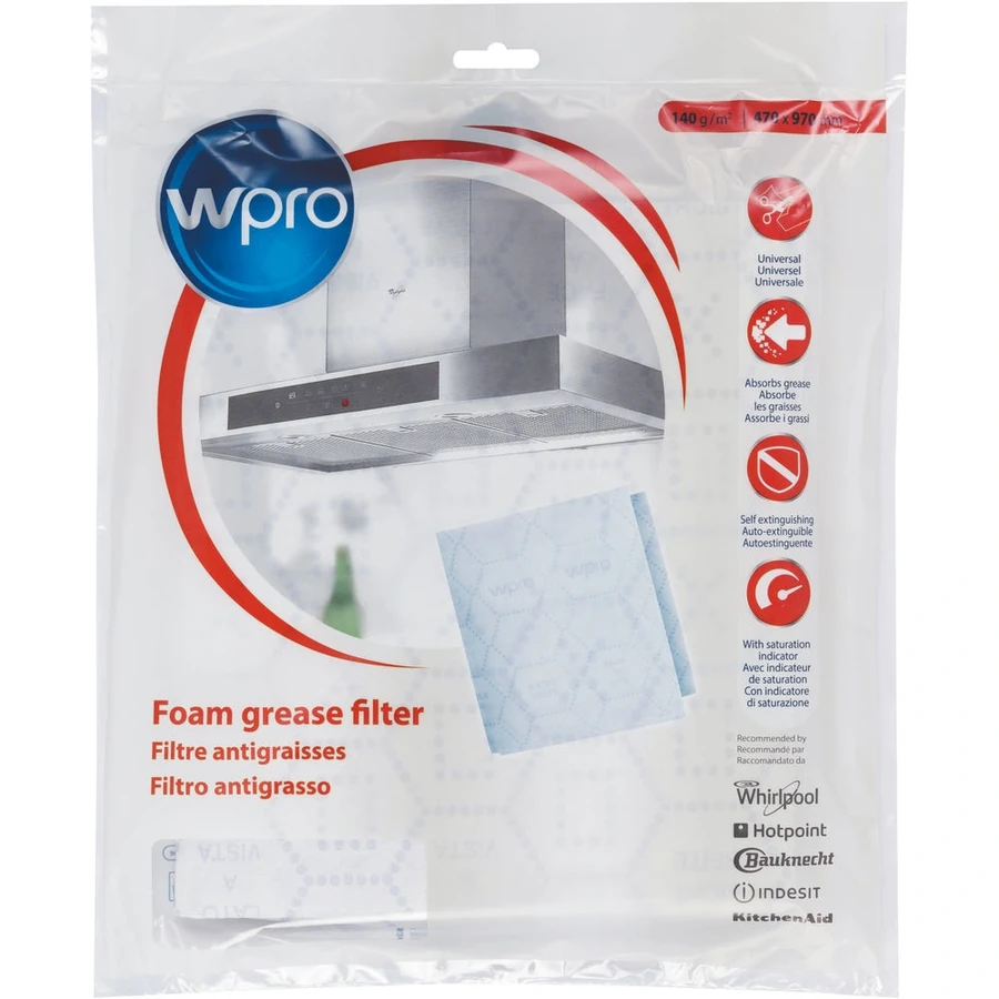 Універсальний жировий фільтр з індикатором WPRO Foam Grease Filter with Indicator 470X970 мм (C00380031)