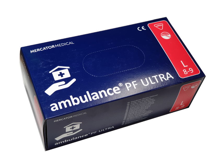 Неопудрені латексні рукавички посилені L Mercator Medical Ambulance Ultra L (8-9) сині 50 шт