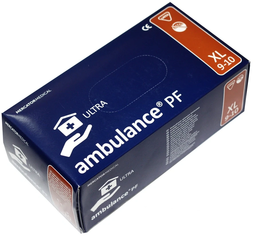 Неопудрені латексні рукавички посилені XL Mercator Medical Ambulance Ultra XL (9-10) сині 50 шт