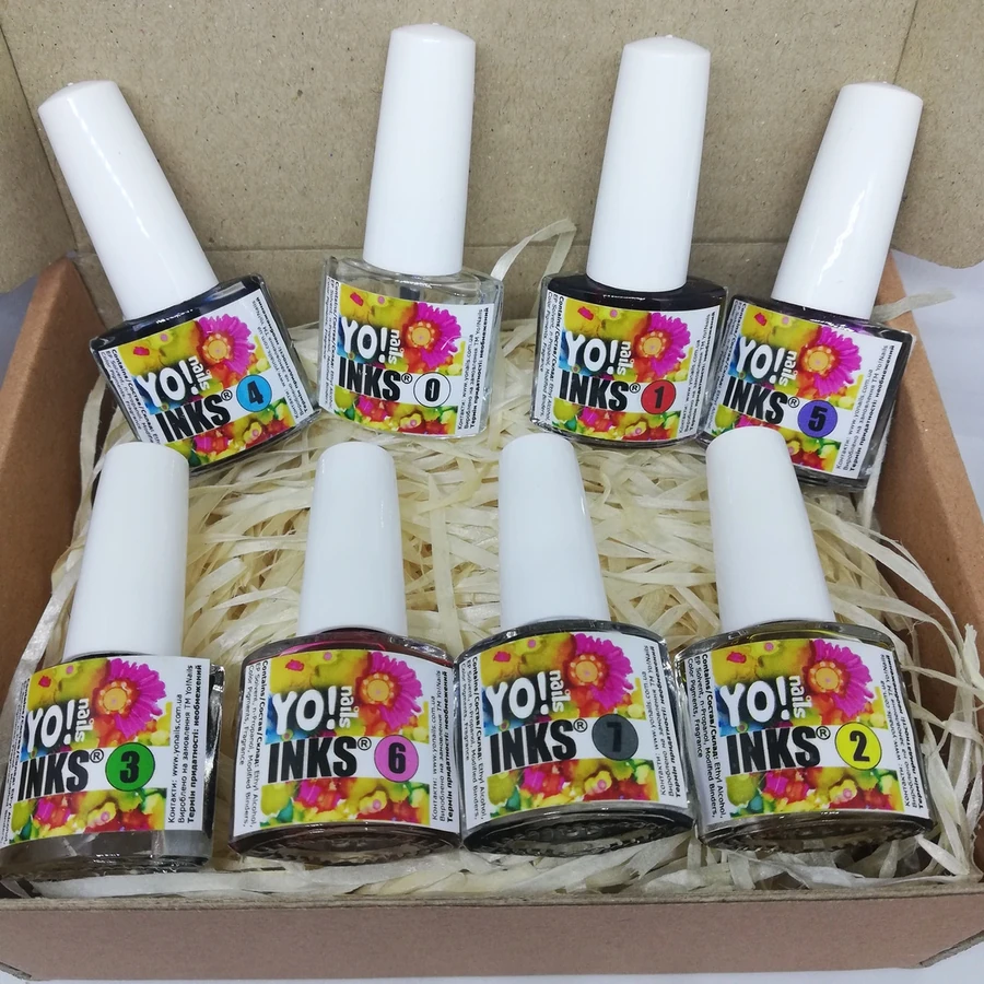 Набір чорнила Yo!Nails INKS Set 7 шт. + коректор