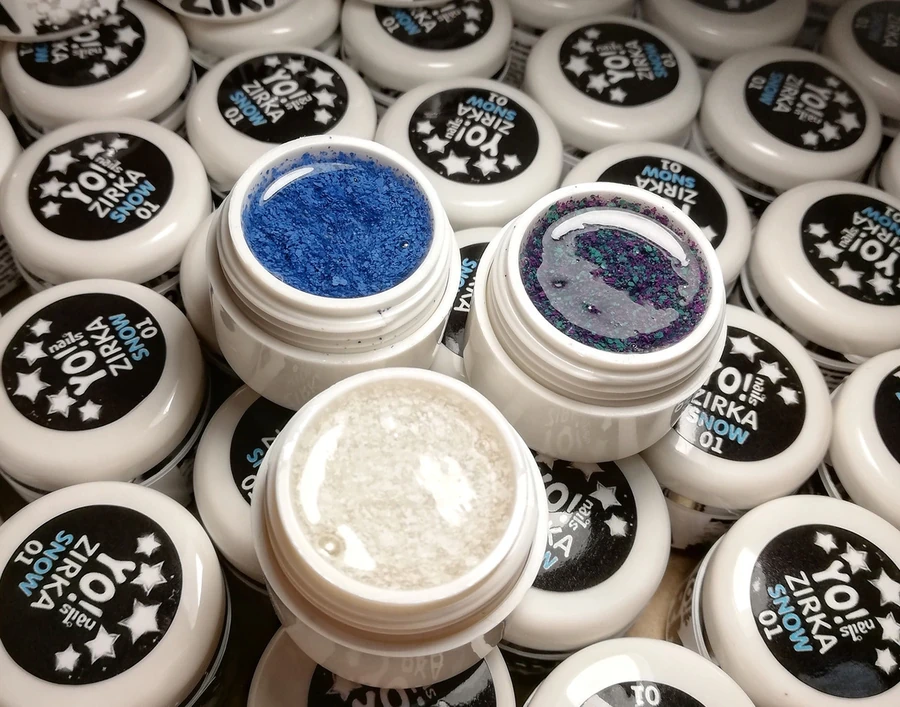 Сніговий гель-лак Yo!Nails Zirka Snow №03 меланжеві, зелено-фіолетові пластівці 5 мл