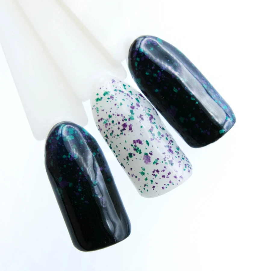 Сніговий гель-лак Yo!Nails Zirka Snow №03 меланжеві, зелено-фіолетові пластівці 5 мл