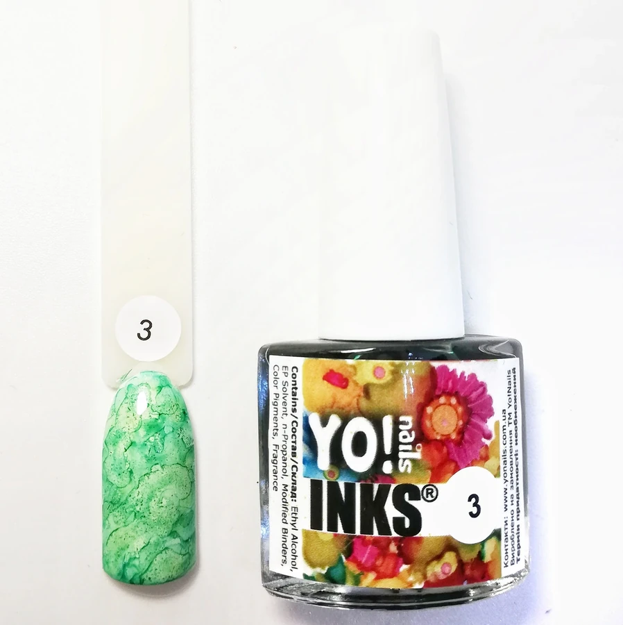 Акварельні чорнила Yo!Nails INKS №3 зелені 5 мл