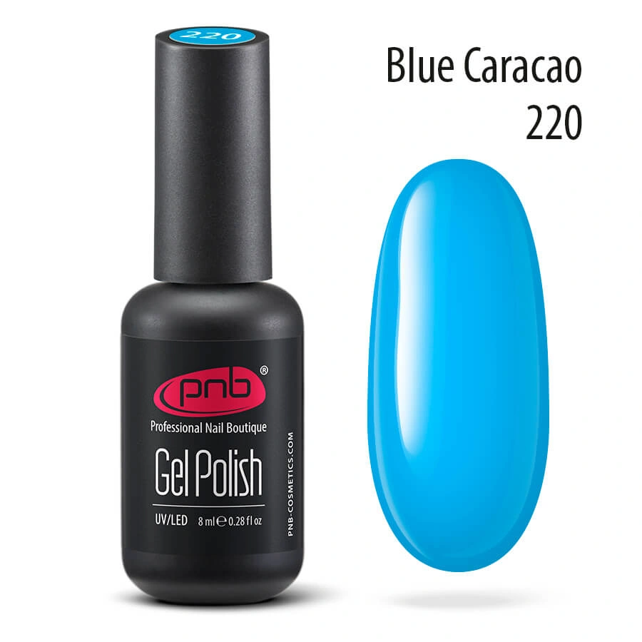 Гель-лак PNB №220 Blue Curacao блакитний 8 мл