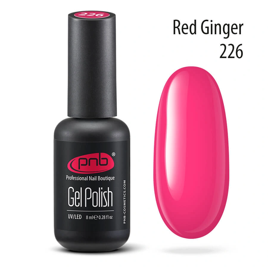 Гель-лак PNB №226 Red Ginger червоний, бордо 8 мл