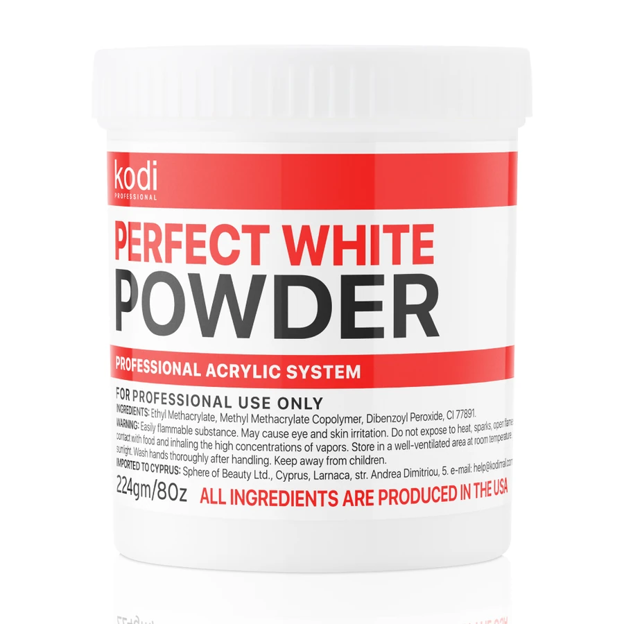 Біла базова акрилова пудра Kodi Perfect White Powder 224 г