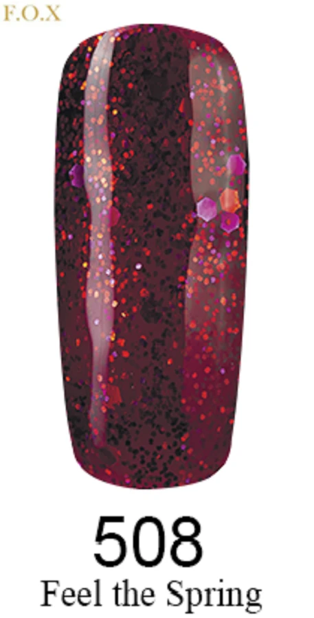 Гель-лак FOX Gel-Polish Feel The Spring Collection №508 малиновий з червоно-рожевими блискітками та лускою 6 мл