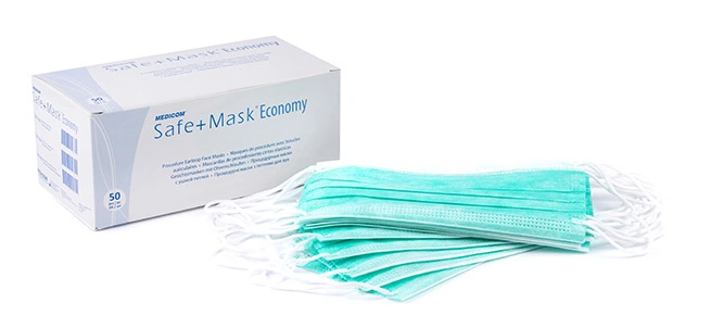 Процедурні маски з петлями для вух Medicom Safe+Mask Economy Green зелені 50 шт