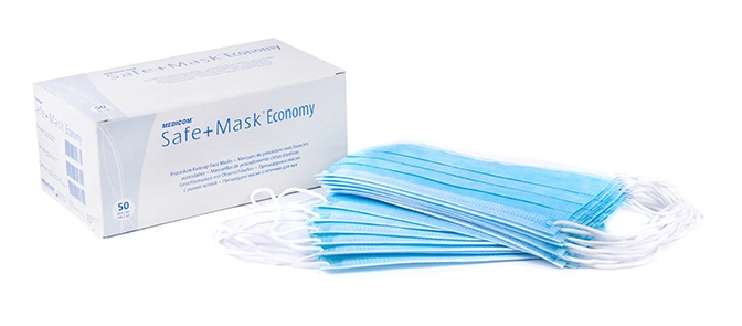 Процедурні маски з петлями для вух Medicom Safe+Mask Economy Blue блакитні 50 шт