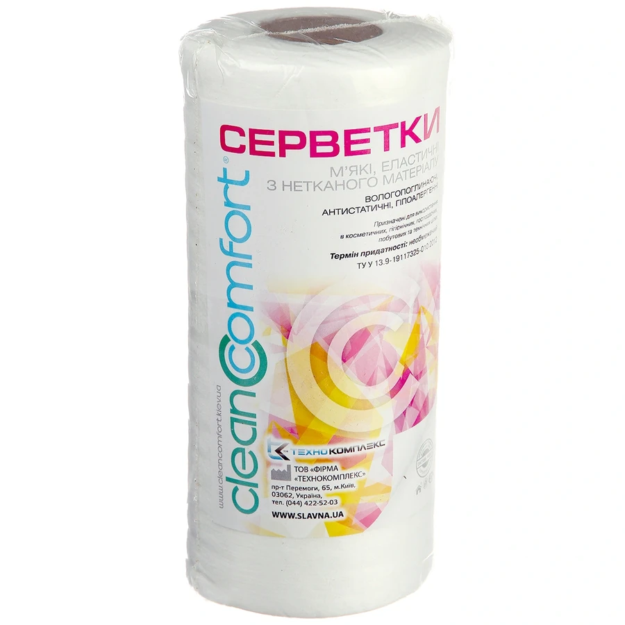 Серветки універсальні у рулоні Clean Comfort Napkins in Roll Smooth 15х15 см гладкі 100 шт