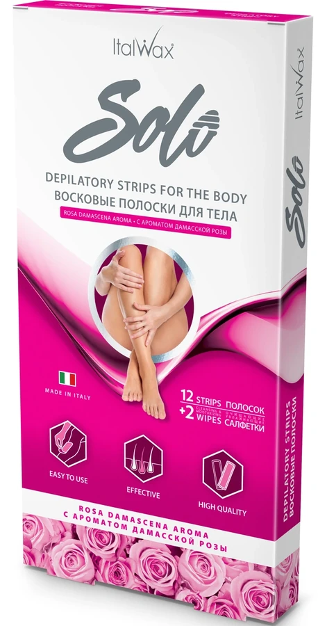 Віскові смужки для тіла Роза ItalWax Solo Body Wax Strips Rose 12 шт