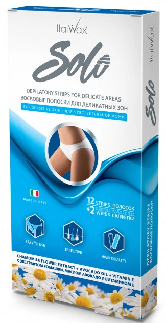 Віскові смужки для бікіні Ромашка ItalWax Solo Wax Strips для Bikini Chamomile 12 шт