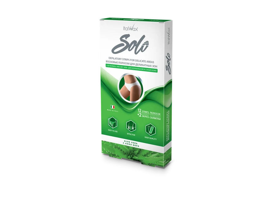 Воскові смужки для бікіні Алле ItalWax Solo Wax Strips для Bikini Aloe 12 шт