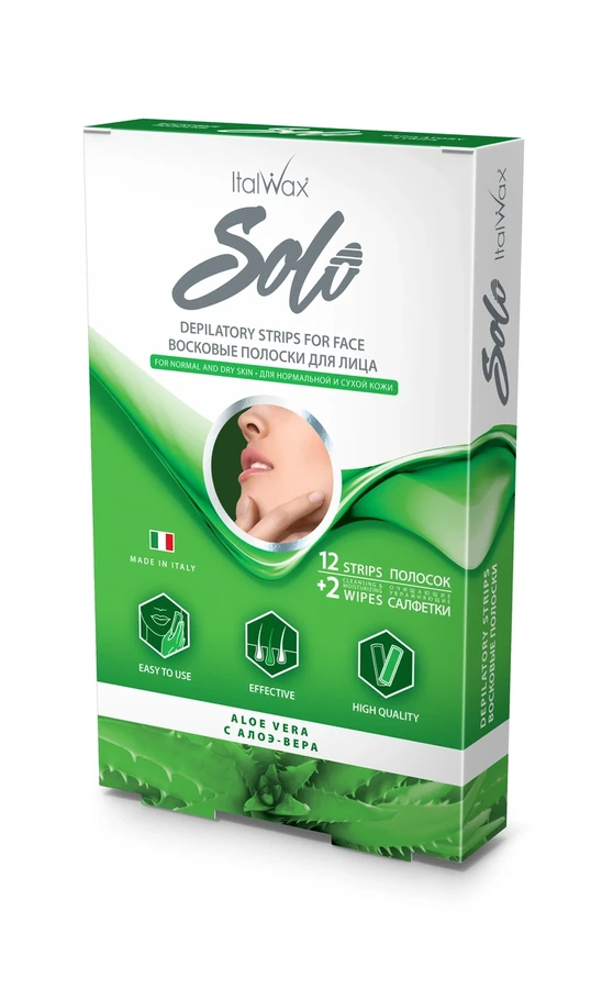 Віскові смужки для обличчя Алле ItalWax Solo Wax Strips for Face Aloe 12 шт
