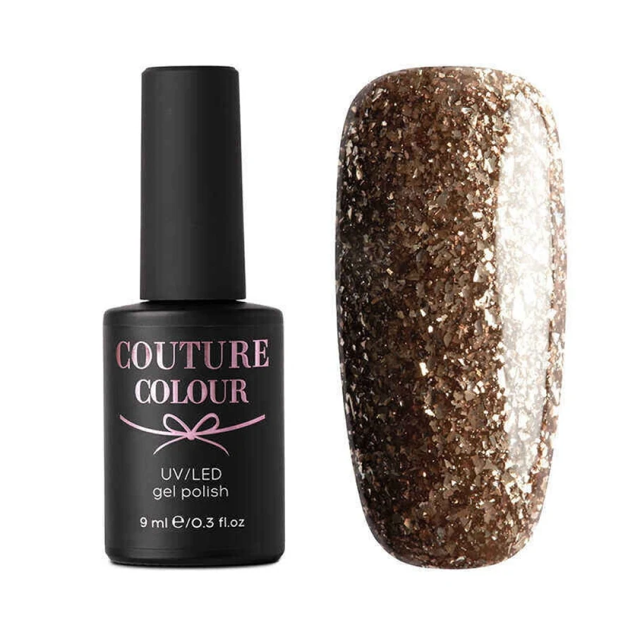 Гель-лак Couture Colour Gel Polish Jewelry 07 напівпрозорий чорний, з дрібною золотою мікрослюдою 9 мл