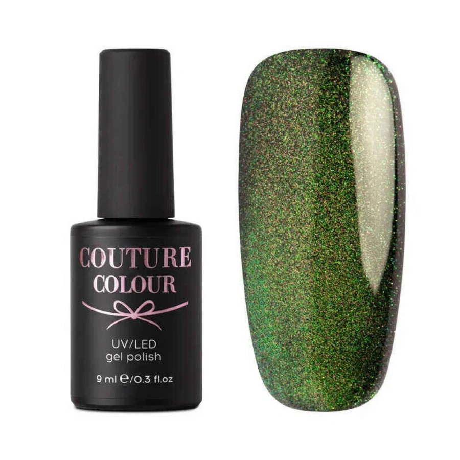 Магнітний гель-лак Couture Colour Galaxy Touch 01 напівпрозорий, золотисто-салатовий відблиск, хамелеон 9 мл