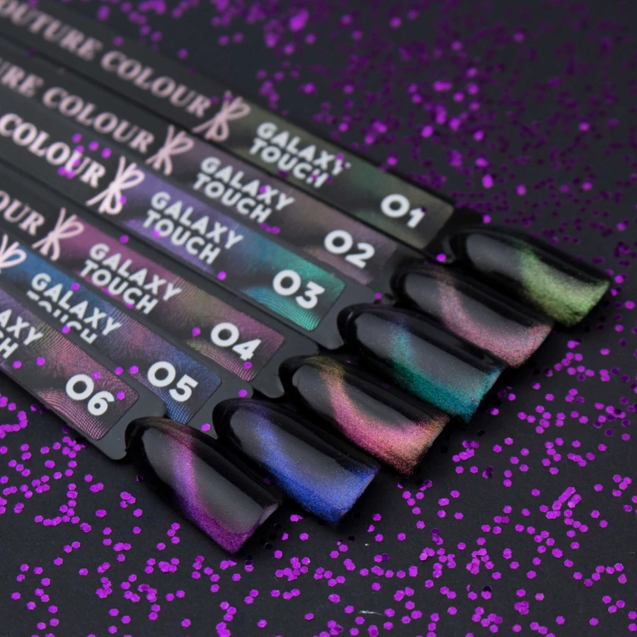 Магнітний гель-лак Couture Colour Galaxy Touch 01 напівпрозорий, золотисто-салатовий відблиск, хамелеон 9 мл