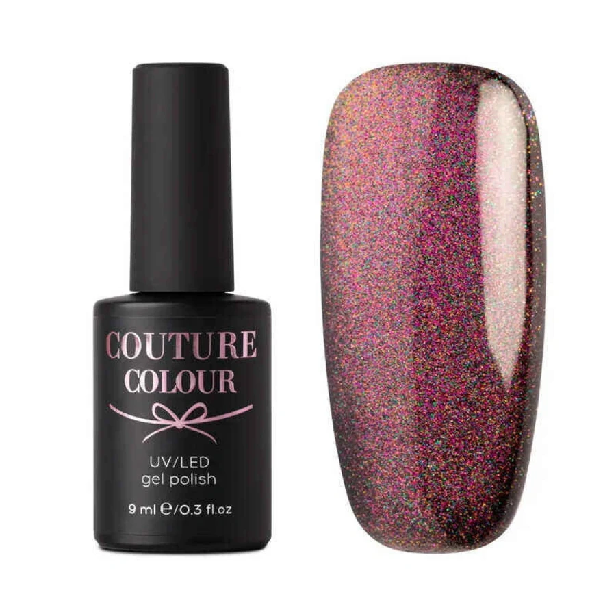 Магнітний гель-лак Couture Colour Galaxy Touch 02 напівпрозорий, рожевий відблиск з різнокольоровими переливами, хамелеон 9 мл