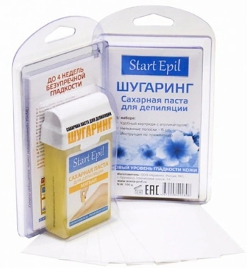 Набір для шугарінгу ARAVIA Professional Start Epil Set цукрова паста в картриджі М`яка 100 г + паперові смужки для депіляції