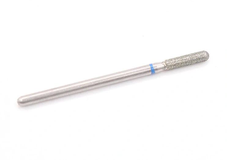 Насадка алмазна циліндр із напівсферичним кінцем Nail Perfect Diamond Nozzle Cylinder Blue синя, середній абразив, діаметр 2,5 мм 2,5 мм