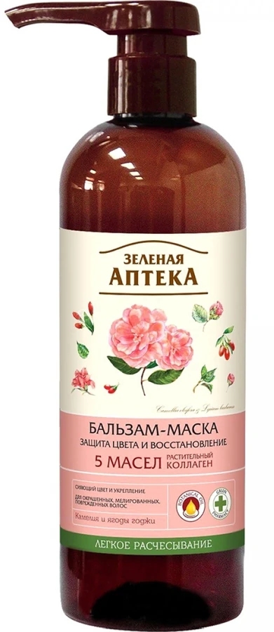 Бальзам-маска Захист кольору та відновлення Зелена аптека Protection of Color та Restoration Balm Mask 500 мл
