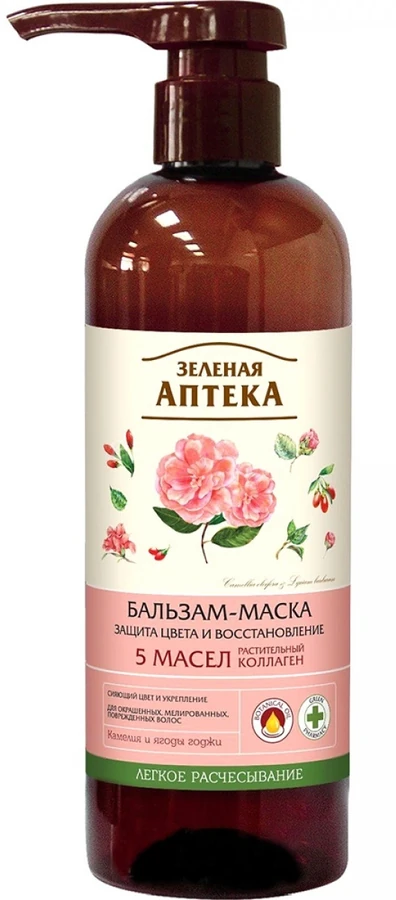 Бальзам-маска Густота і блиск Зелена аптека Thickness and Shine Balm Mask 500 мл