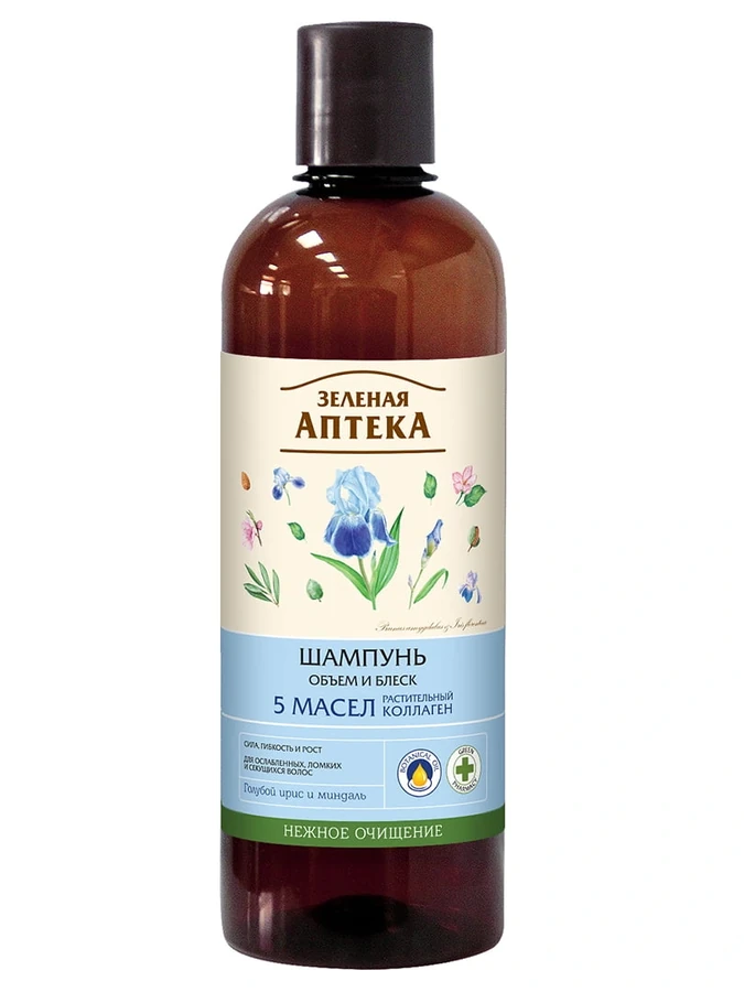 Шампунь Об`єм та блиск Зелена аптека Volume and Shine Shampoo 500 мл