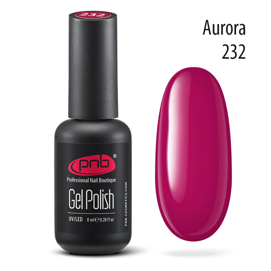 Гель-лак PNB №232 Aurora лілова фуксія, емаль 8 мл