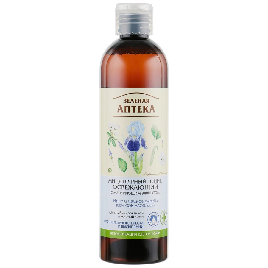Міцелярний тонік "Освіжаючий" Зелена аптека Micellar Tonic Refreshing Ірис та чайне дерево 250 мл