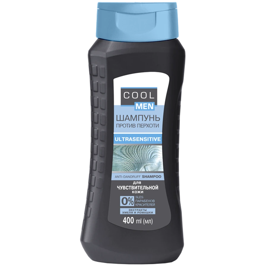 Шампунь проти лупи для чутливої ​​шкіри голови Cool men Ultrasensitive Anti-Dandruff Shampoo хміль та ромашка 400 мл