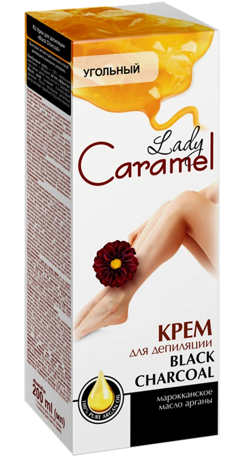 Крем для депіляції вугільний "Бамбукове вугілля" Lady Caramel Depilation Cream Black Charcoal 200 мл