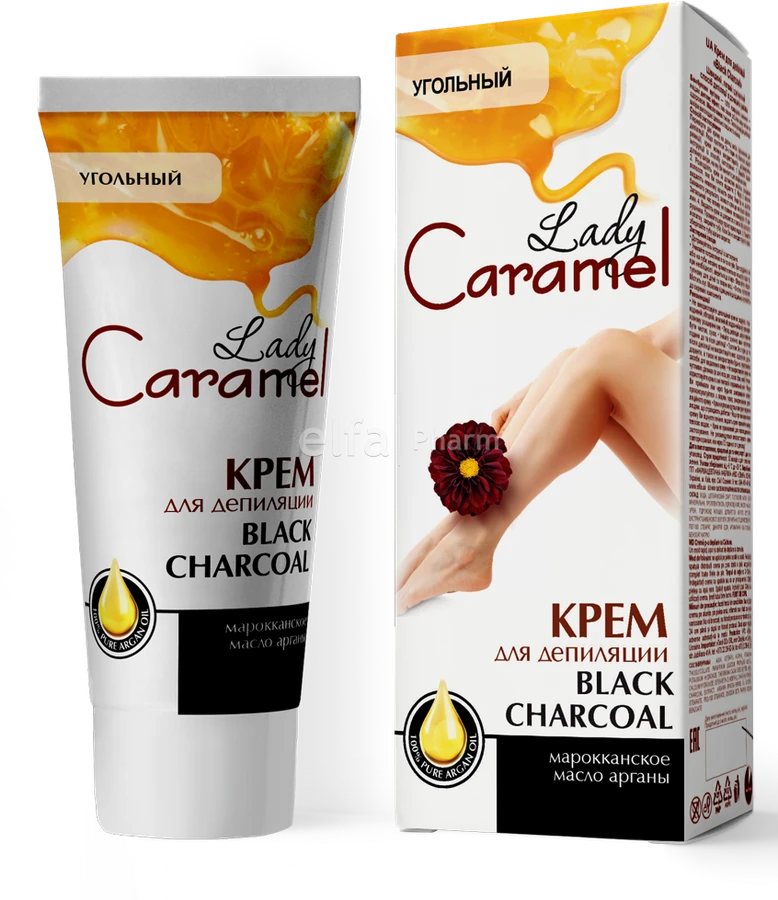 Крем для депіляції вугільний "Бамбукове вугілля" Lady Caramel Depilation Cream Black Charcoal 200 мл