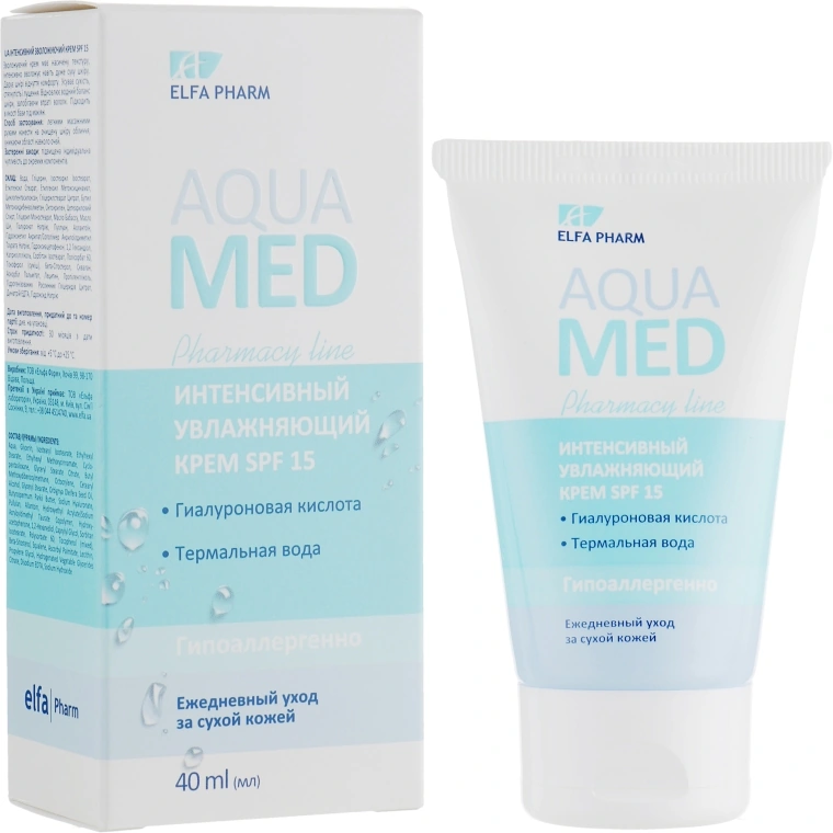 Інтенсивний зволожуючий крем SPF 15 Elfa Pharm Aqua Med Intensive Moisturizing Сream SPF 15 40 мл