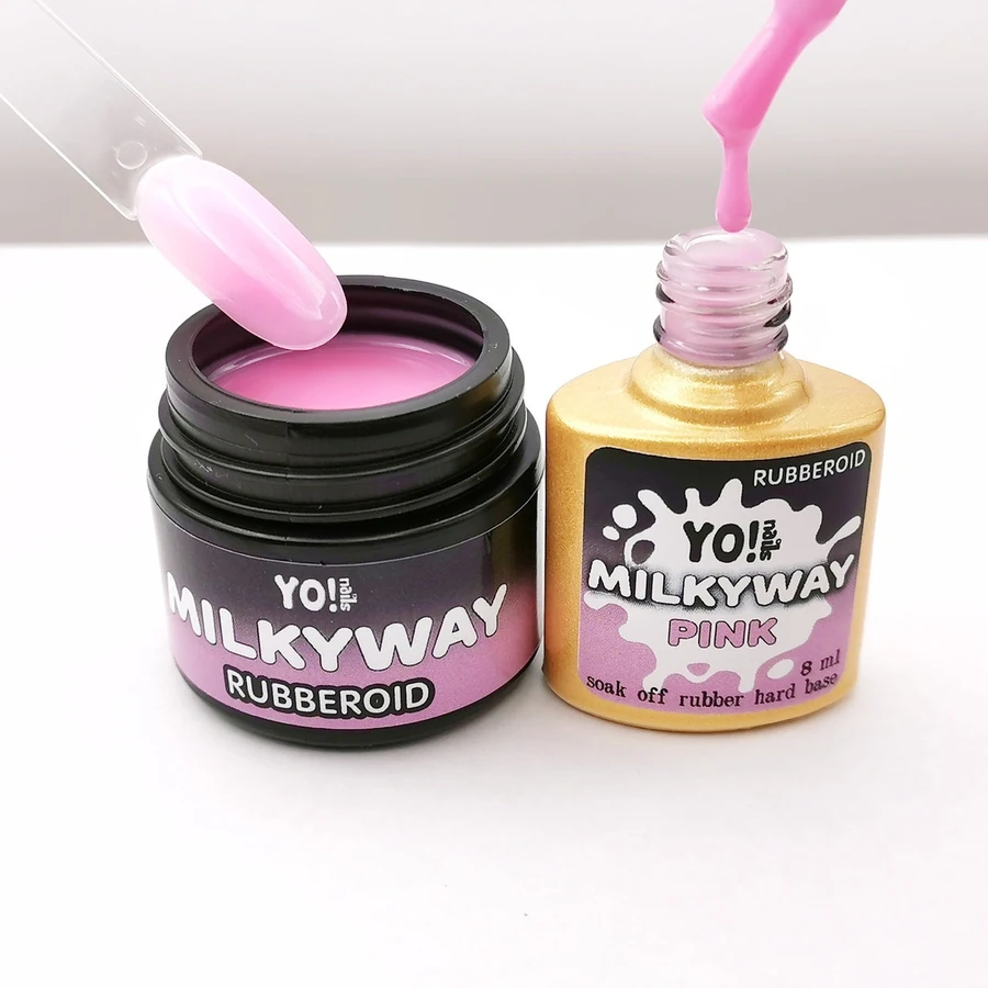 Базове покриття Рубіроїд Yo!Nails RubberOid Milkyway PINK Soak Off Hard Base 8 мл