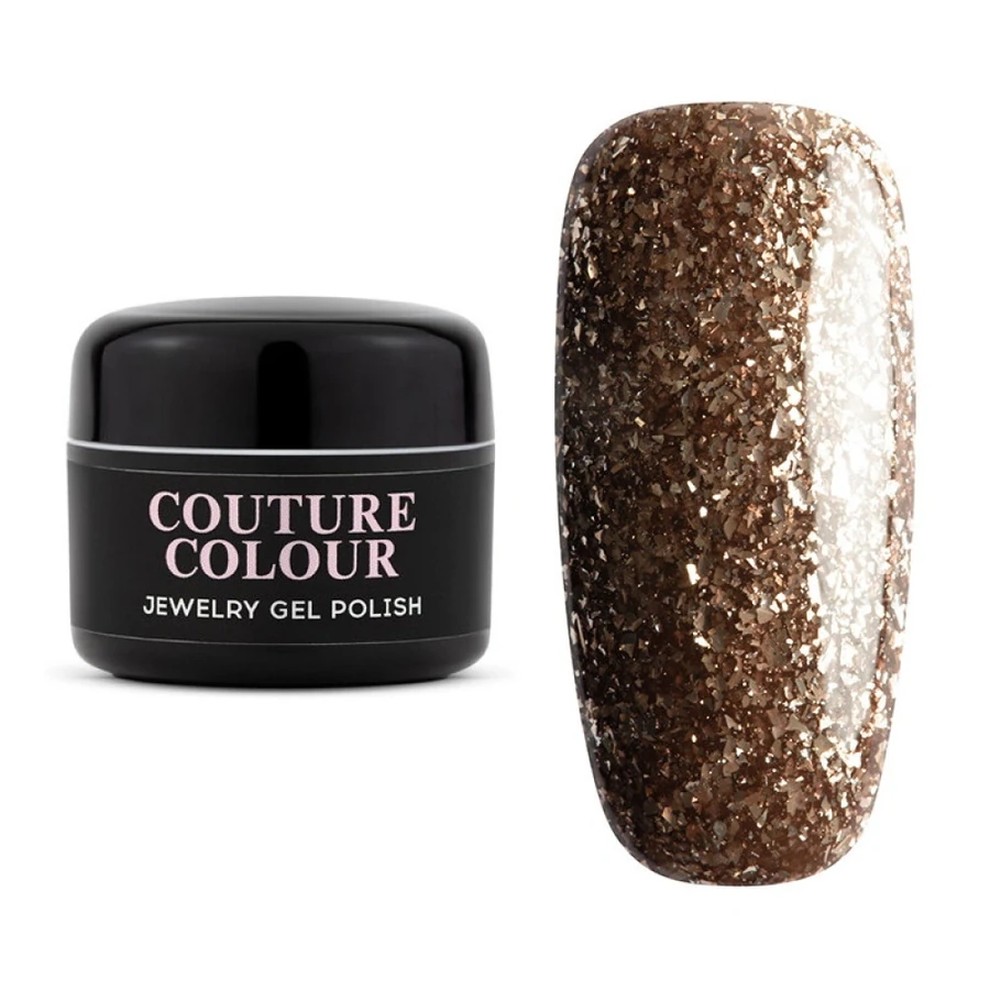Гель-лак Couture Colour Gel Polish Jewelry J07 напівпрозора чорна основа із золотою мікрослюдою 5 г