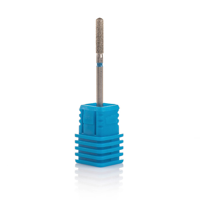 Насадка алмазна циліндр із напівсферичним кінцем Nail Perfect Nozzle Diamond Cylinder Blue синя, середній абразив, діаметр 2,3 мм 2,3 мм