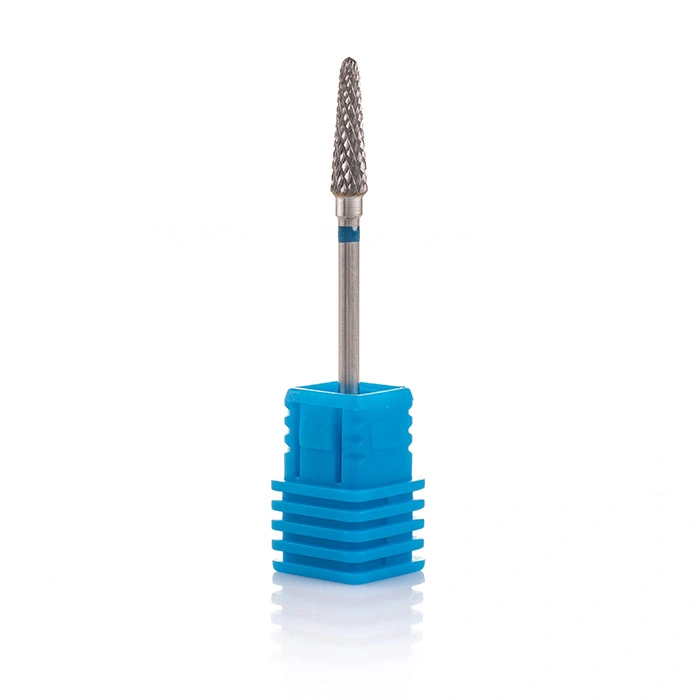 Насадка конус твердосплавна, напівсферичний кінець Nail Perfect Carbide Nozzle Cone Hemisphere Blue синя, середній абразив