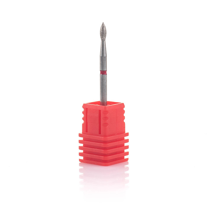 Насадка алмазна брунька закруглена Nail Perfect Diamond Nozzle Bud Red червона, м`який абразив 2.5 мм