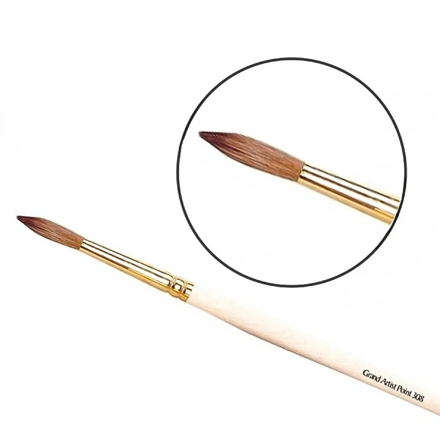 Круглий пензель для акрилового дизайну EzFlow Grand Artist Pointe Brush #308 соболь