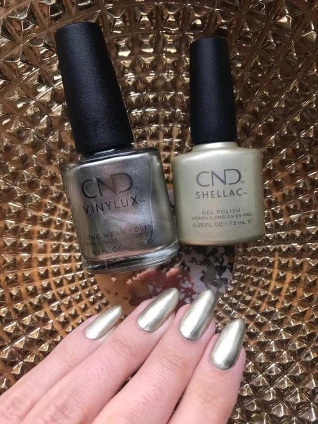 Гель-лак CND Shellac Divine Diamond щільне холодне золото, шиммер 7,3 мл