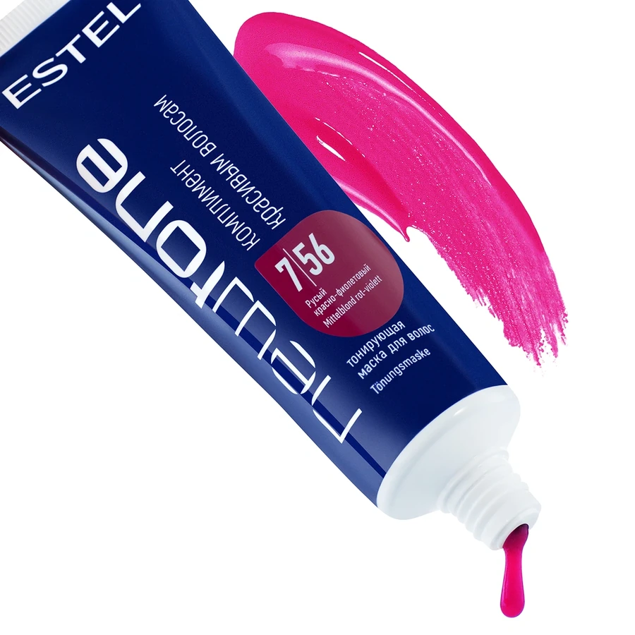 Тонкувальна маска для волосся Estel Professional Newtone 7/56 русявий червоно-фіолетовий 60 мл
