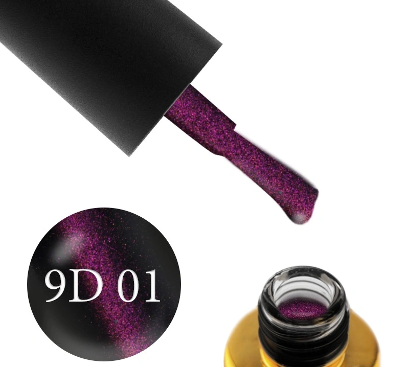 Магнітний гель-лак FOX Gel Polish Cat Eye 9D 001 рожево-золотистий відблиск , напівпрозорий 6 мл