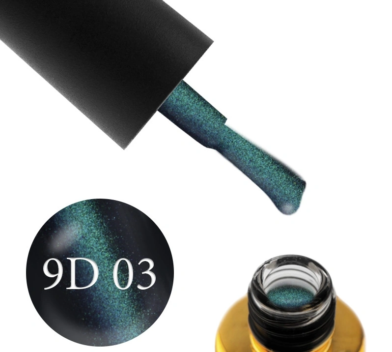 Магнітний гель-лак FOX Gel Polish Cat Eye 9D 003 синьо-зелений відблиск, напівпрозорий 6 мл