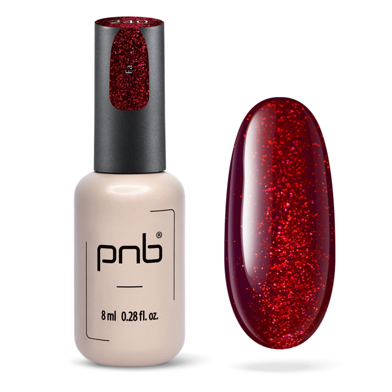 Гель-лак PNB №240 Fa червоний із шиммером 8 мл