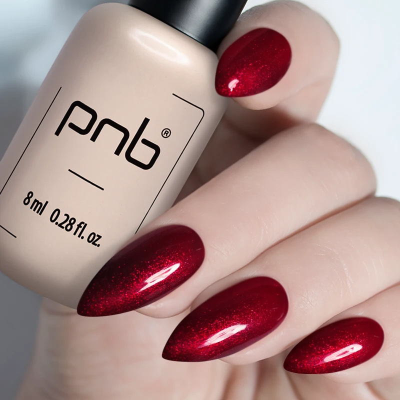 Гель-лак PNB №240 Fa червоний із шиммером 8 мл