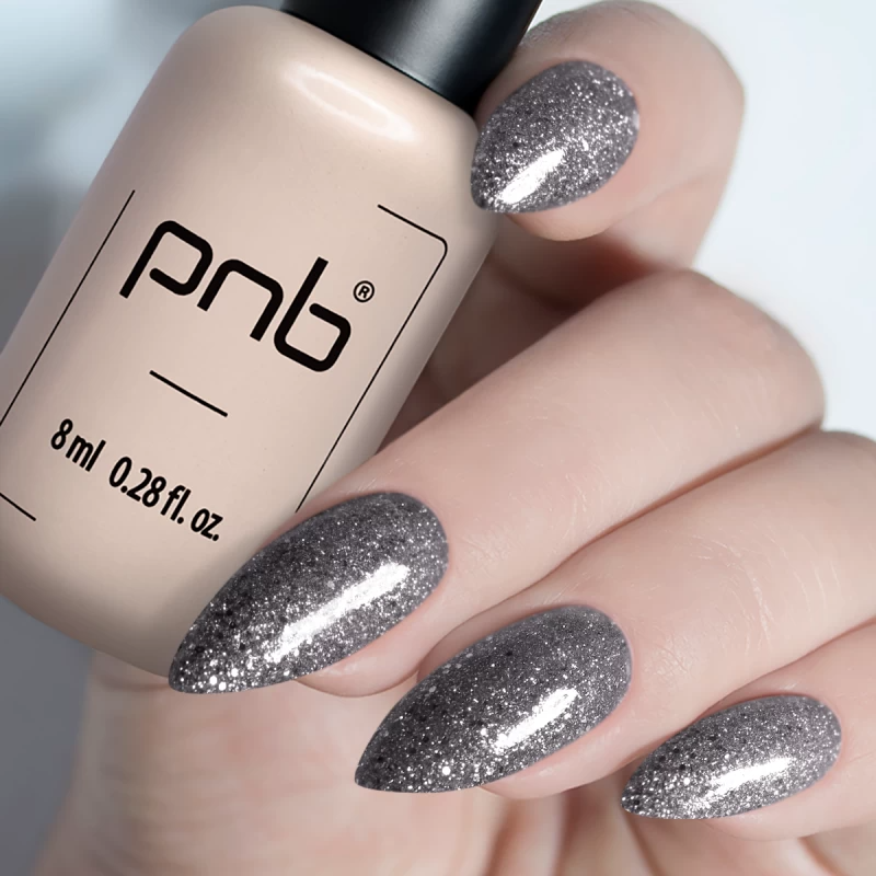 Гель-лак PNB №243 Si сріблястий з шиммером 8 мл