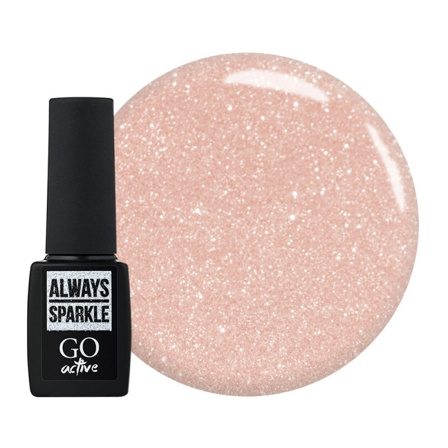 Гель-лак GO Active Always Sparkle 03 напівпрозорий персиковий із шиммером 10 мл
